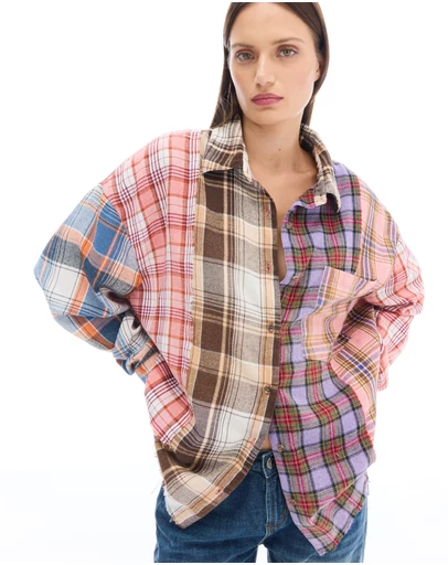 THE TALES - Patchwork Check Flannel Shirt