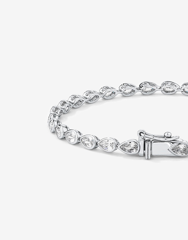 Michael Hill - Pear Shaped Cubic Zirconia Bezel Set Tennis Bracelet in Sterling Silver