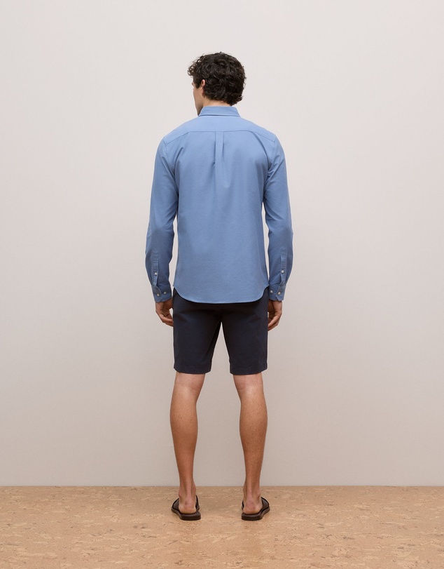 Trenery - Regular Fit Monogram Oxford Shirt in Dusty Blue
