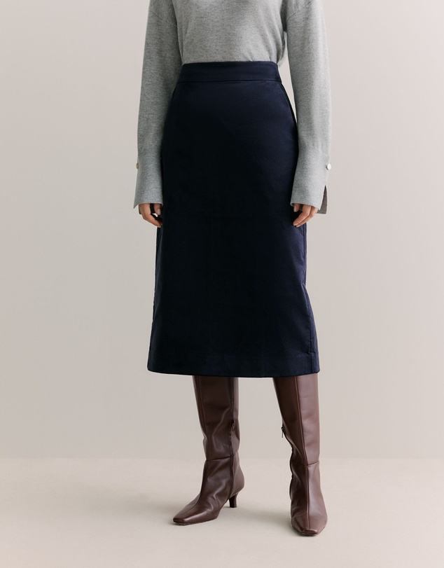 Trenery - Velvet A-line Skirt in Navy