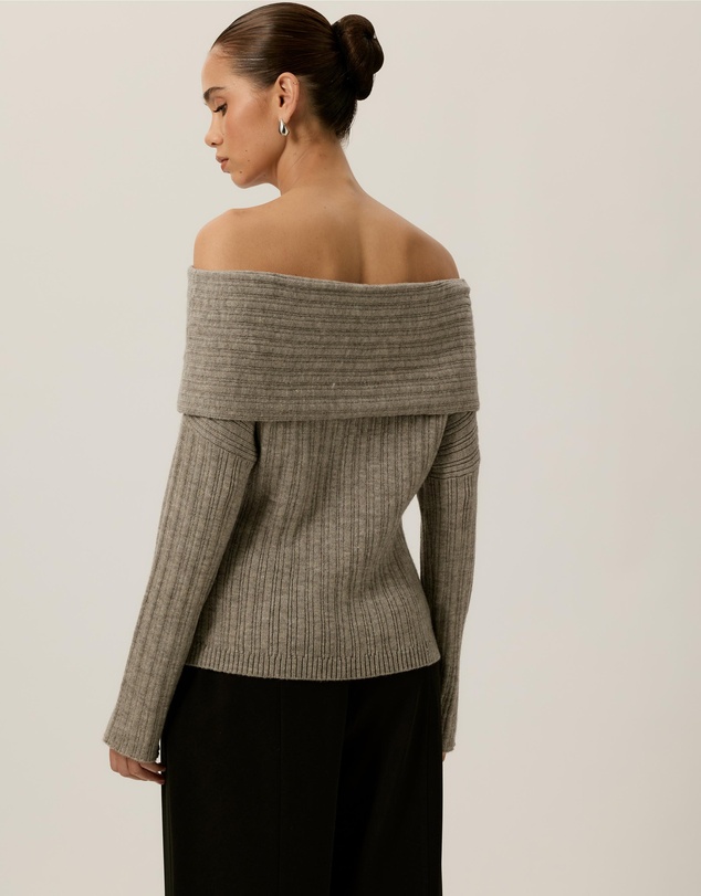 Tussah - Elena Ribbed Off The Shoulder Jumper