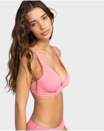 Roxy - Womens Rib Roxy Love The Roller Bikini Top