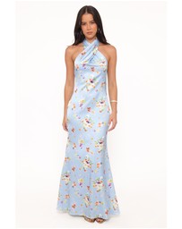 Petal & Pup - Mila Halterneck Maxi Dress - Cornflower Blue Floral