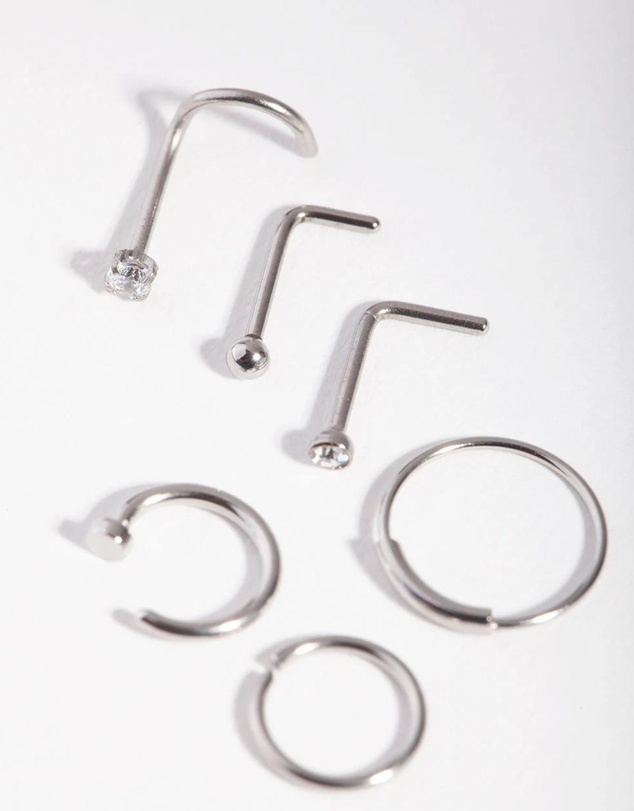 Lovisa - Surgical Steel Nail Nose Ring 6-Pack