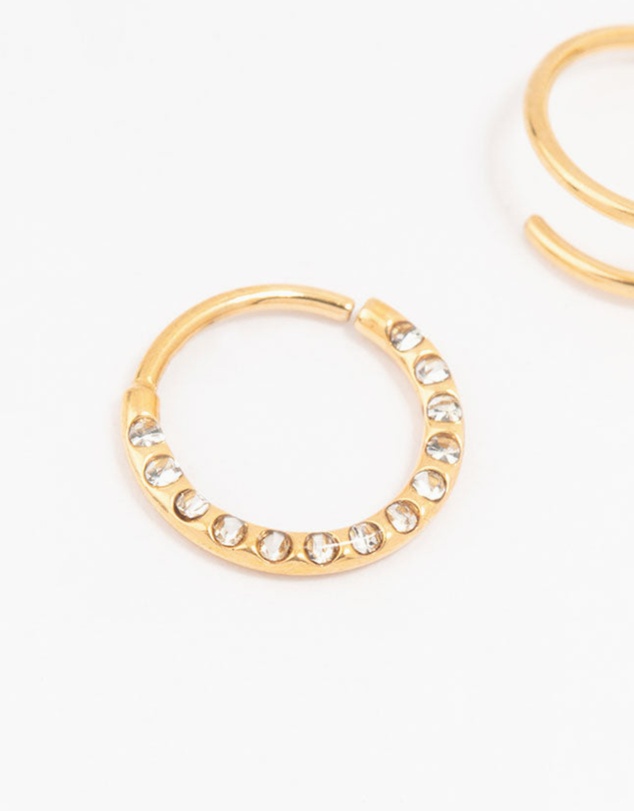 Lovisa - Gold Plated Cubic Zirconia And Spiral Nose 2-Pack