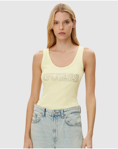 GUESS - Sleeveless Embellished Logo Tank Top
