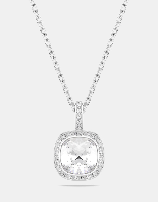 Swarovski - Una Angelic Pendant, Cushion Cut, White, Rhodium Plated