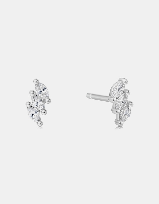 Ania Haie - Ania Haie Silver Triple Marquise Stud Earrings