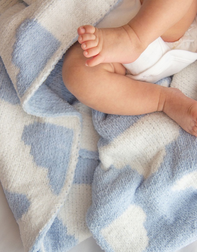 Living Textiles - Chenille Blanket - Blue Clouds