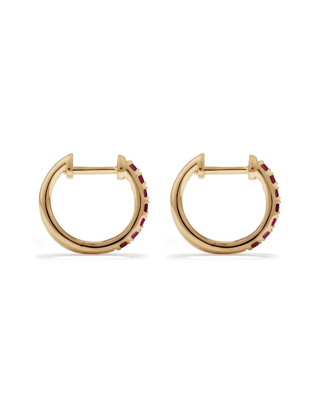 Michael Hill - Ruby Huggie Hoop Earrings in 10kt Yellow Gold
