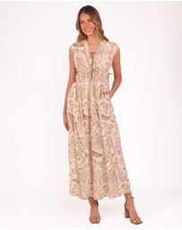 Petal & Pup - Safira Midi Dress - Brown Paisley