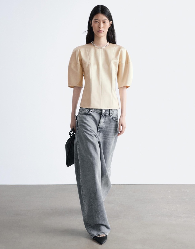 & Other Stories - Satin Puff-Sleeve Top