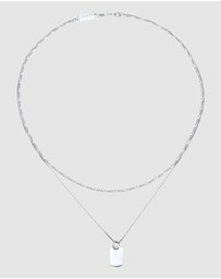 Kuzzoi - ICONIC EXCLUSIVE - Necklace Men Layer Pendant Plate Figaro in 925 sterling silver