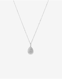 Michael Hill - 0.65 Carat TW Pear Shaped Diamond Cluster Pendant with Chain in 10kt White Gold