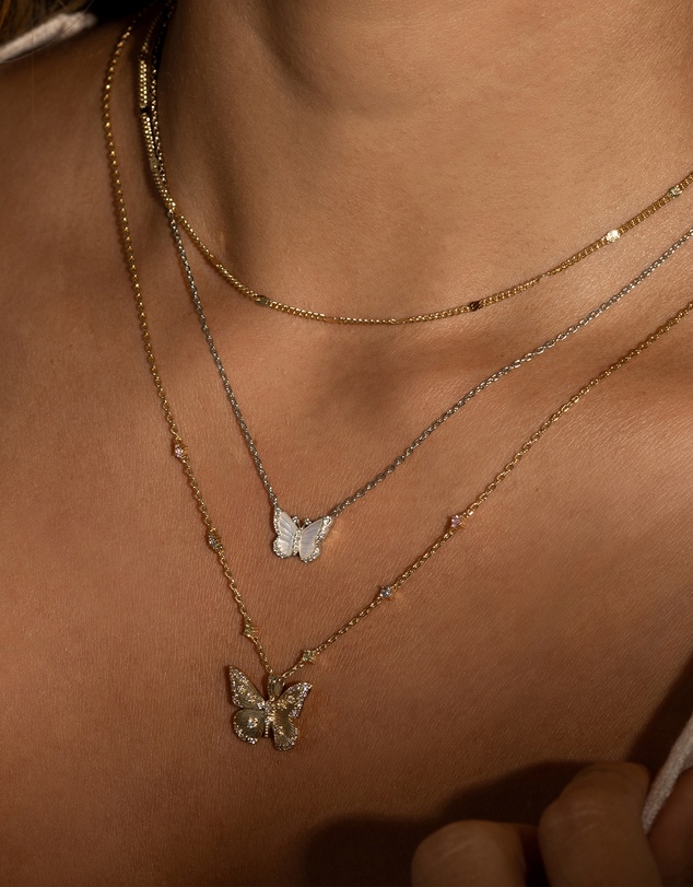 Wanderlust + Co - Butterfly Rainbow & Gold Necklace