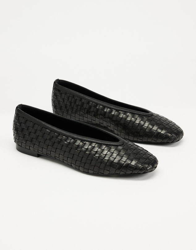 AERE - Woven Leather Ballet Flats