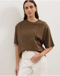 Atmos&Here - Short Sleeve Cotton Seam Detail T-Shirt