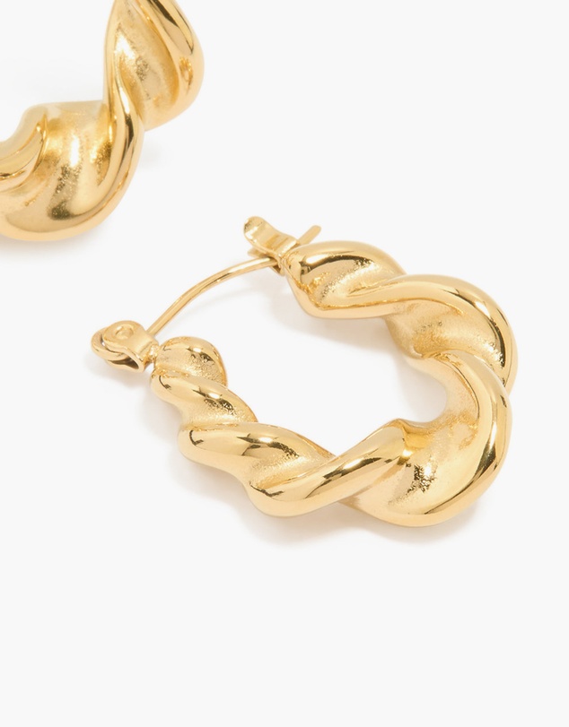 Lovisa - Waterproof Gold Plated Stainless Steel Smooth Large Twisted Hoop Earrings