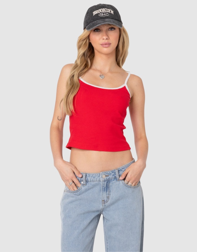 EDIKTED - Franky Ribbed Contrast Tank Top