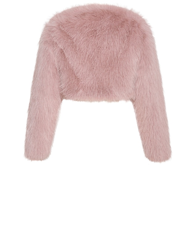 City Chic - Plus size Angelica Faux Fur Crop Jacket - deep blush