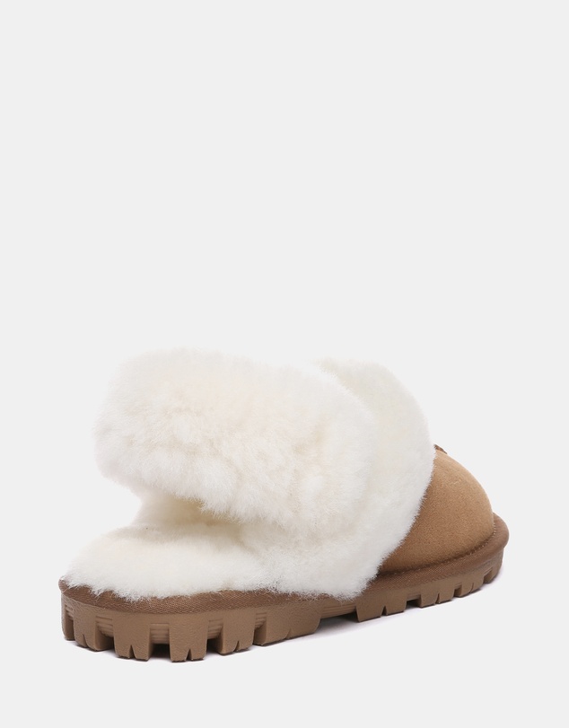 EVERAU - Australian Shepherd Ugg Waffle Fluffy Double Faced Sheepskin Upper House Shoes