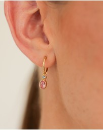 Elli Jewelry - Earrings Hoops Crystal Oval 925 Sterling Silver Gold-Plated