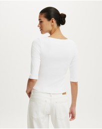 Cotton On - Boat Neck 3/4 Sleeve Top