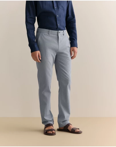 Trenery - Regular Fit Yarn Dyed Cotton Dobby Chino in Strong Blue