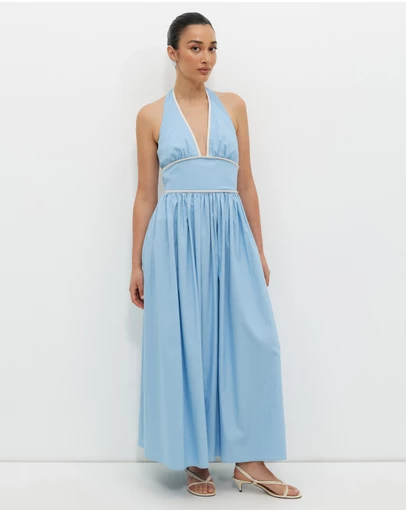 Calli - Contrast Bind Halter Midi Dress