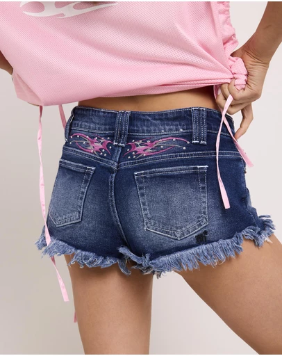 Neon Hart - Sienna Super Mini Denim Shorts