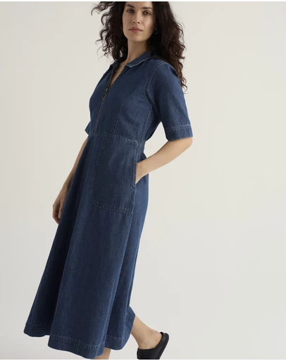 Seasalt - Seasalt Cornwall Blue Gwenter Denim Midi Dress