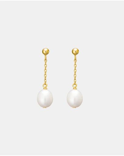 Zoe Olivia - 14K Gold Vermeil Pearl Chain Drop Stud Earrings