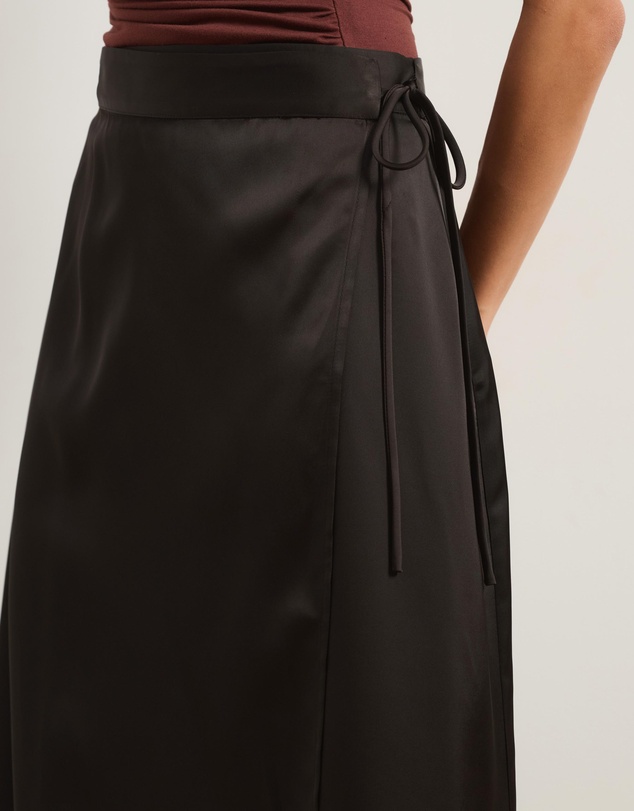 Atmos&Here - Thea Satin Wrapped Tie Midi Skirt