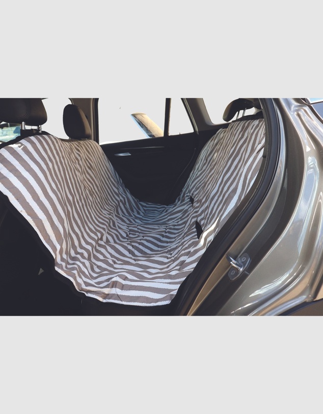 Mog & Bone - Car Seat Cover - Latte Hamptons Stripe
