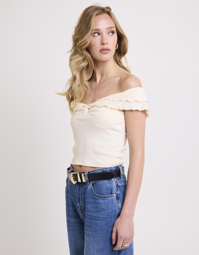 Subtitled - Mily Rib Ruffle Top