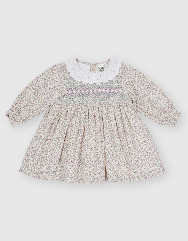 Goldie + Ace - Daphne Long Sleeve Corduroy Smocked Dress - ICONIC EXCLUSIVE - Babies-Kids