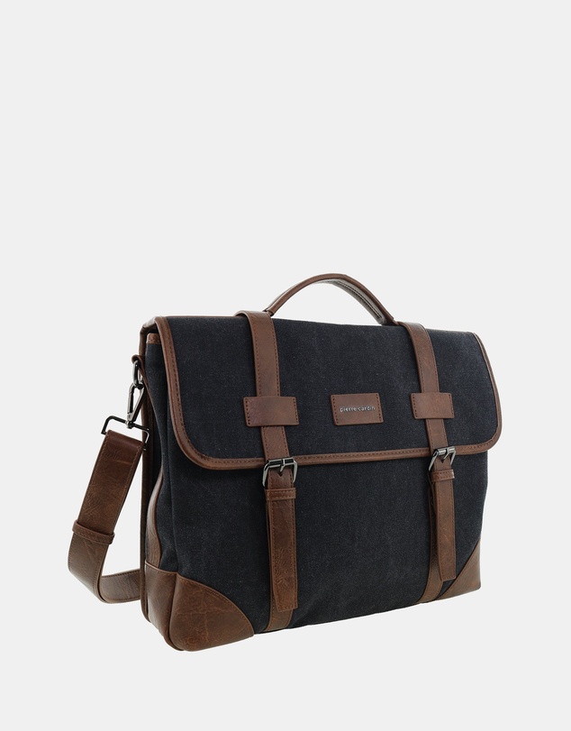 Pierre Cardin - Pierre Cardin Canvas Laptop Satchel Bag