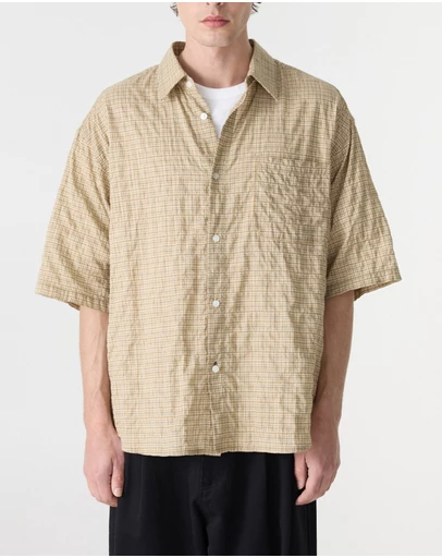 Bassike - Crinkle Check SS Shirt