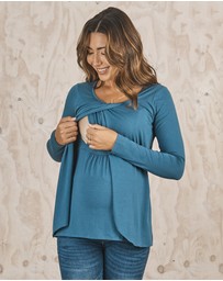 Angel Maternity - Maternity Petal Front Long Sleeve Nursing Top