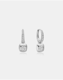 Ania Haie - Ania Haie Silver Modern Bezel-Set Huggie Hoop Earrings