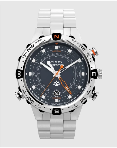 TIMEX - Expedition Tide-Temp-Compass 45mm Stainless Steel Bracelet Watch