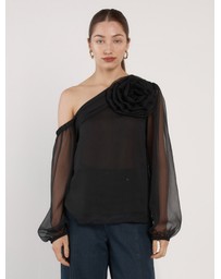 Fate + Becker - Aveline One Shoulder Flower Top