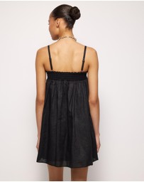 AERE - Amba Shirred Linen Mini Dress