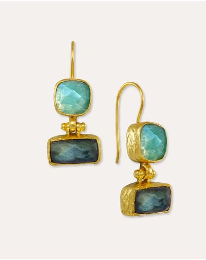 Ottoman Hands - Nerissa Labradorite and Chalcedony Drop Earrings