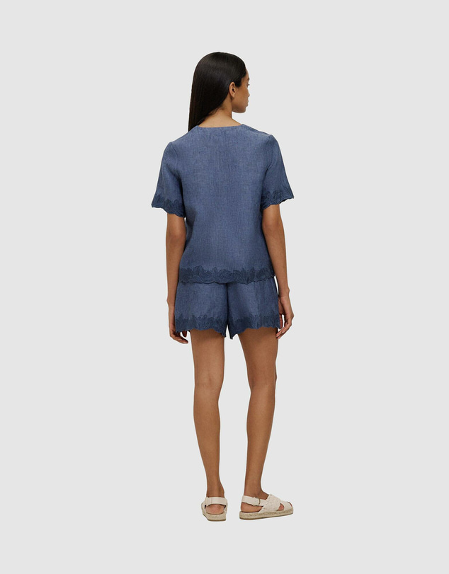 Trenery - Linen Embroidered Detail Popover