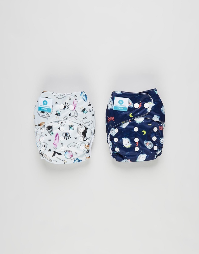 itti bitti - Bare Essentials One Size Fits Most Reusable Cloth Nappy & Wetbag 2-Pack