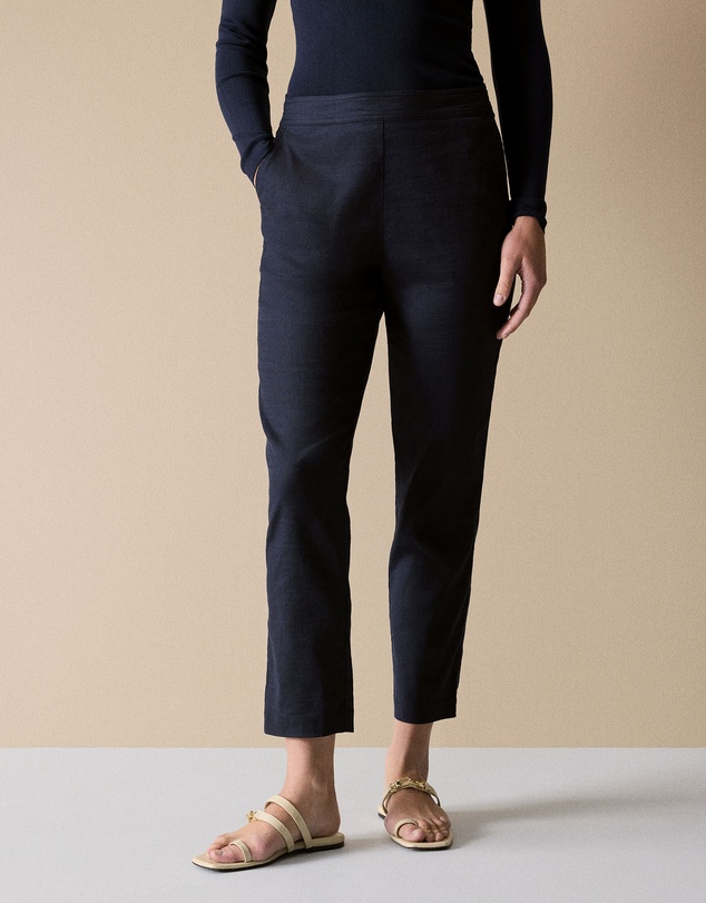 Trenery - Stretch Linen Blend Pull On Pant in Night Sky
