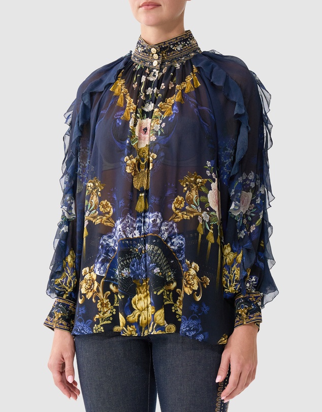 Camilla - Relaxed Blouse With Frill Sleeve Detail