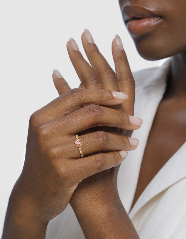 Elli Jewelry - Ring Crystal Heart 925 Sterling Silver Gold-Plated