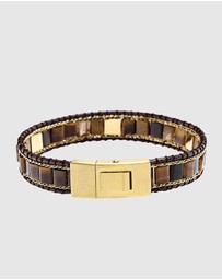Nialaya Jewellery - Brown Tiger Eye Stud Bracelet